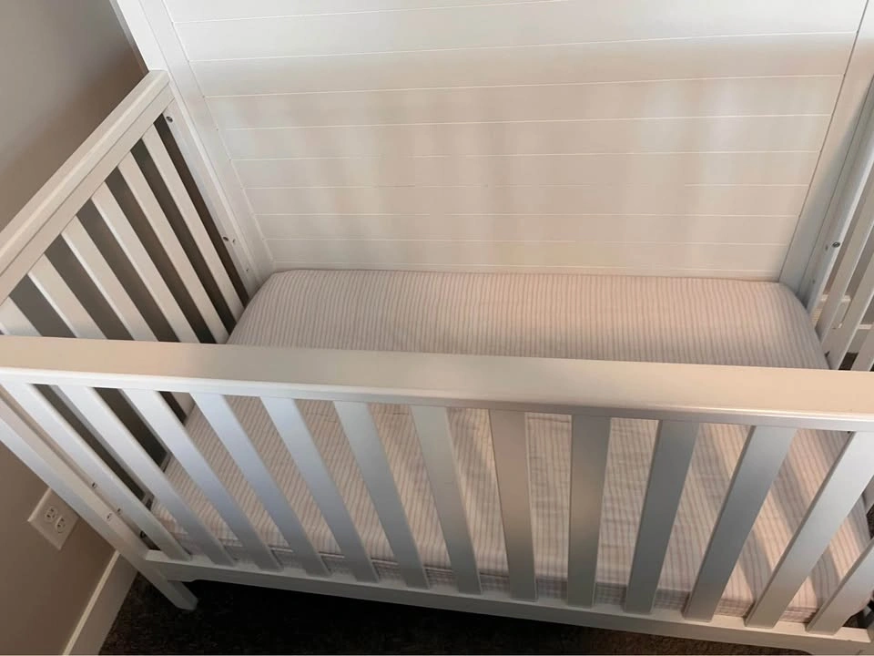 White Wooden Baby Crib and mattress - photo 2