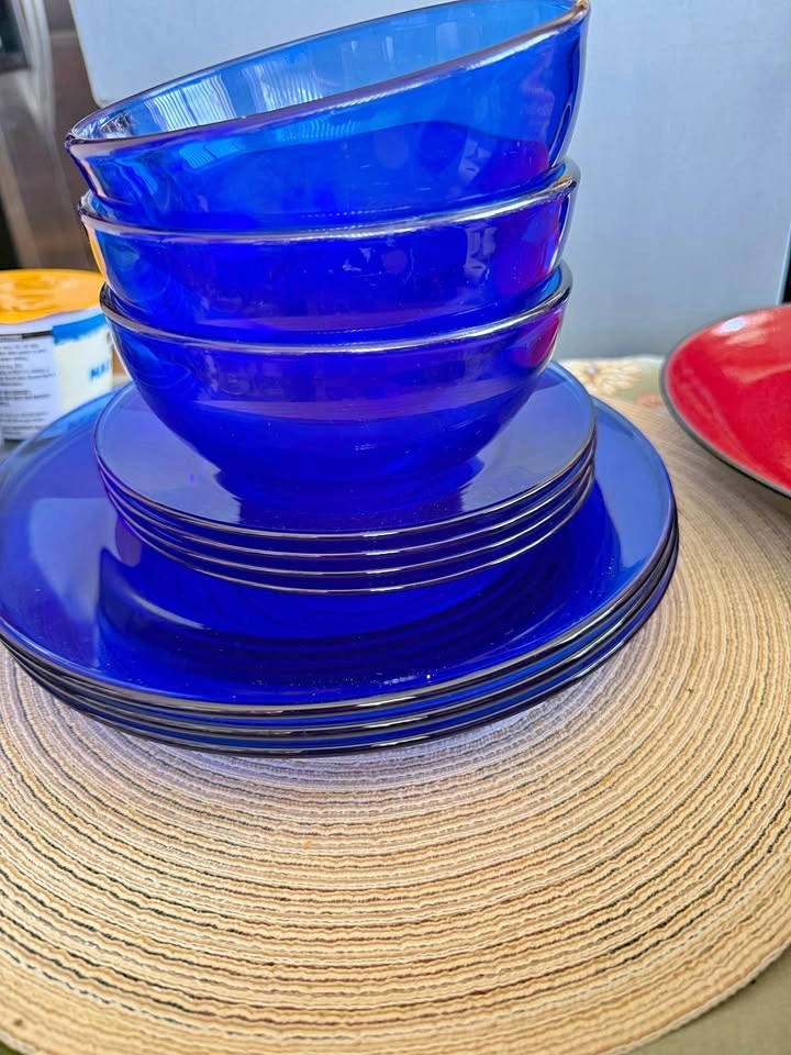 Cobalt Blue Glass plates and bowls