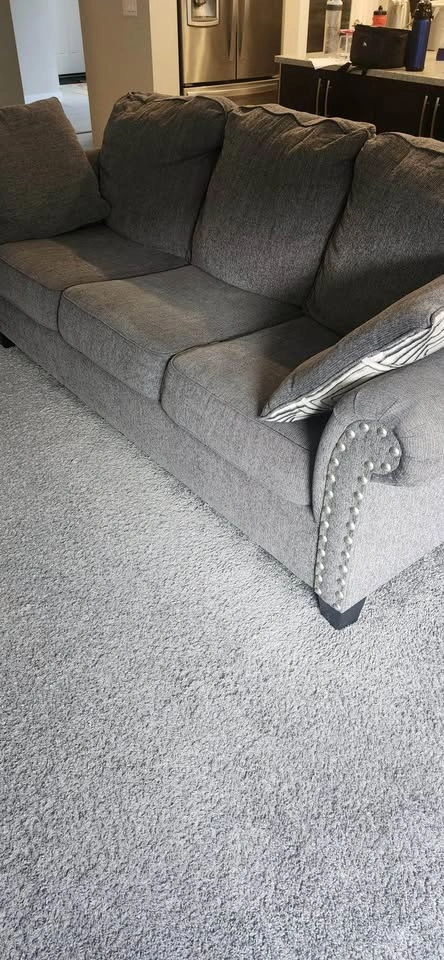 Grey Fabric Sofa with Nailhead Trim - photo 2