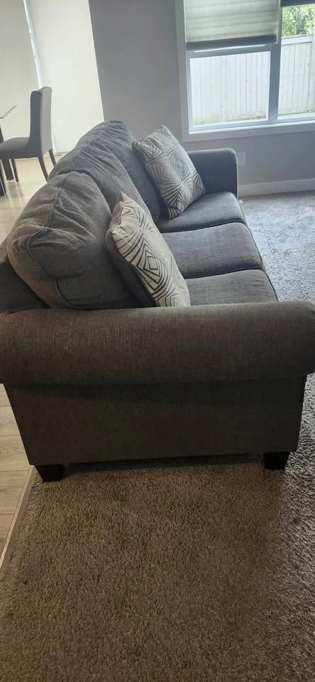 Grey Fabric Sofa with Nailhead Trim - photo 3