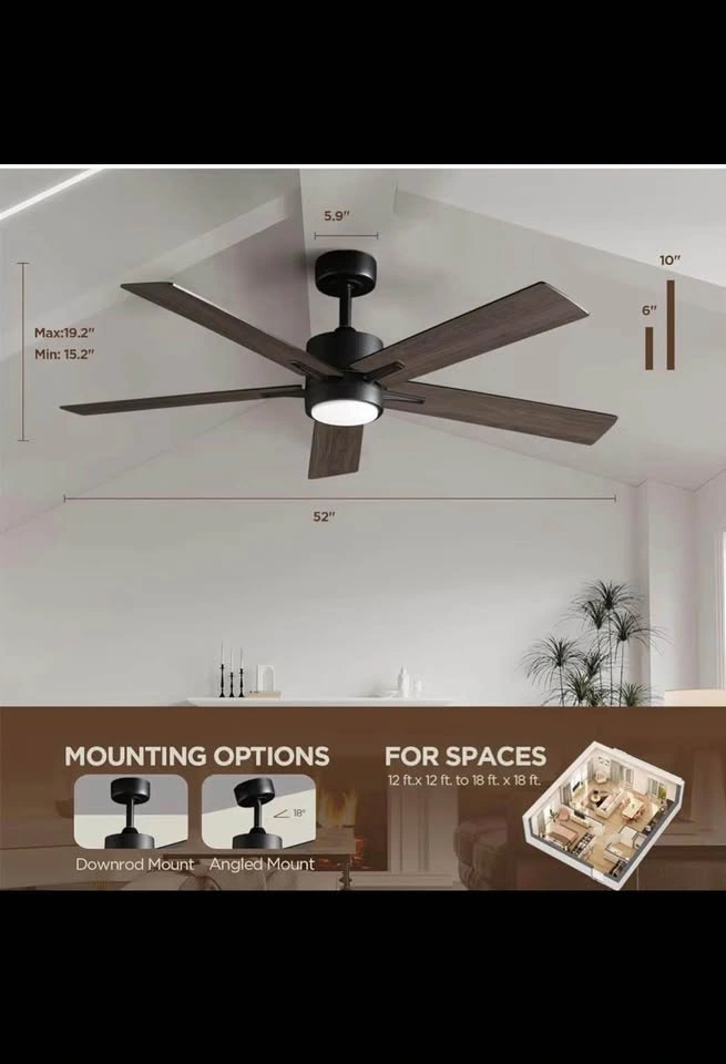 Ceiling Fan with Light Remote: 52 inch Modern Bedroom Fan - photo 2