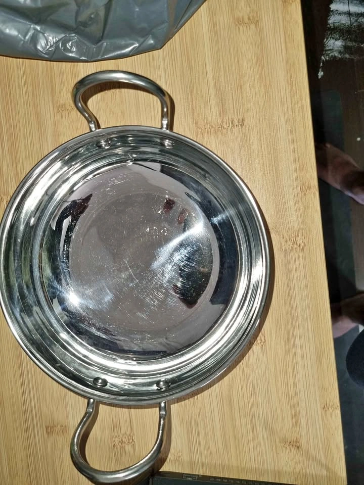Brand new stainless steel frying pan