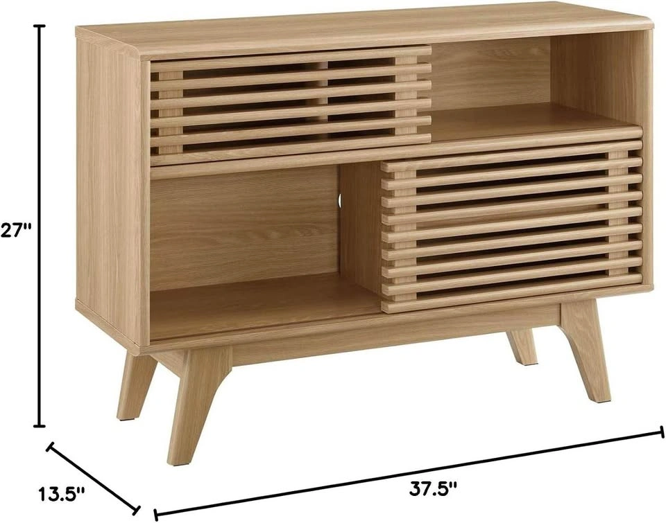 Modway Render Mid-Century Modern Two-Tier Display Stand in Oak - photo 2