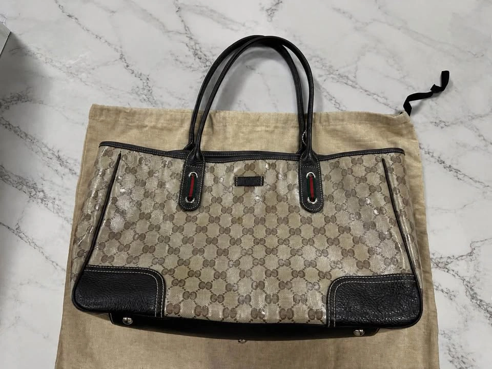 Authentic Gucci GG Crystal Princy Tote Beige XL Shoulder Bag - photo 5