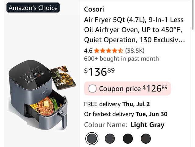 Cosori Air Fryer 5Qt (4.7L) - photo 2