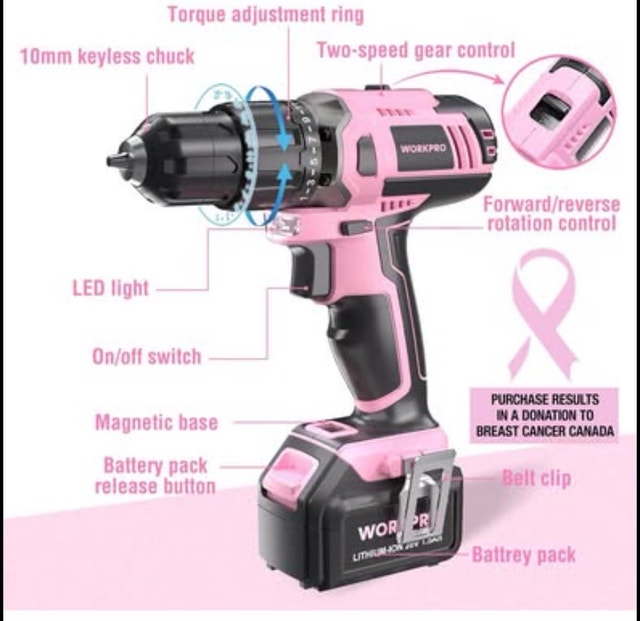 WORKPRO Pink 20V Lithium-ion Cordless Drill Driver - photo 2