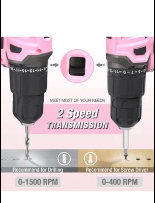 WORKPRO Pink 20V Lithium-ion Cordless Drill Driver - photo 4
