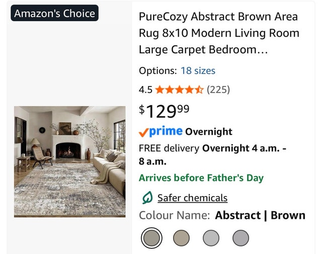 PureCozy Abstract Brown Area Rug 8x10 - photo 2