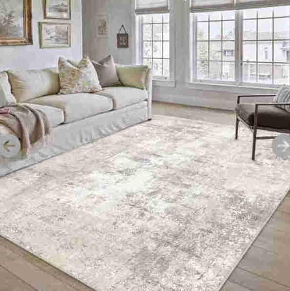 Washable Area Rug 10x12 Beige Grey