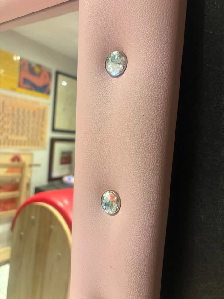 Pink Tufted Full Length Mirror with Crystal Accents - photo 3