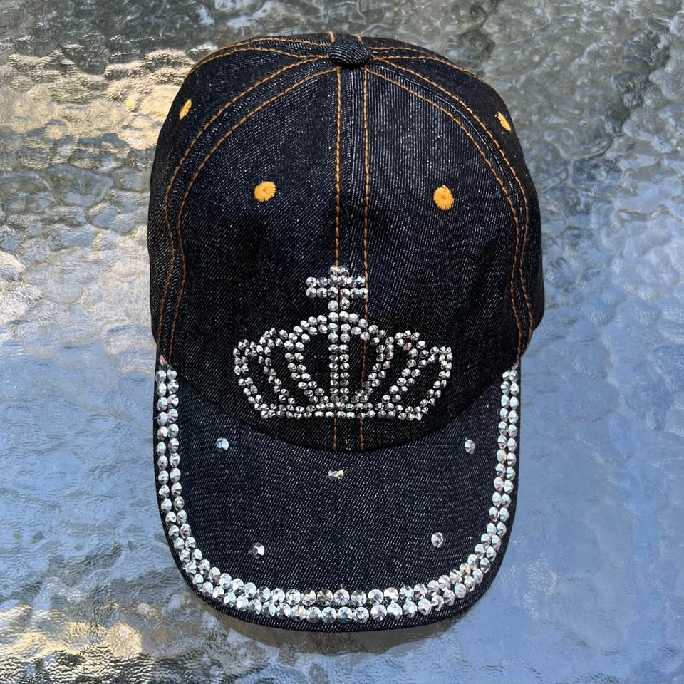 Adjustable Women’s Rhinestone Bejeweled Denim Baseball Cap