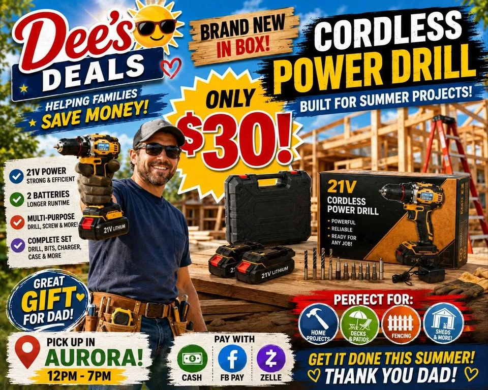 Cordless Power Drill set with 2 batteries BRAND NEW IN BOX - photo 2