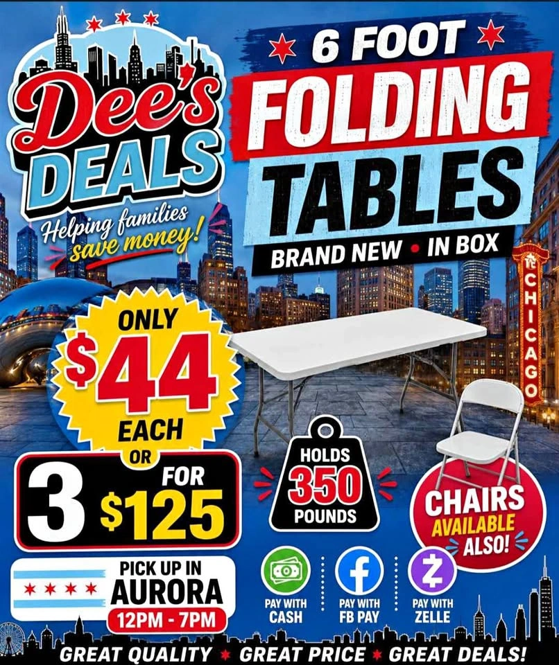 6 foot folding tables BRAND NEW IN BOX ONLY $44 or 3 for $125