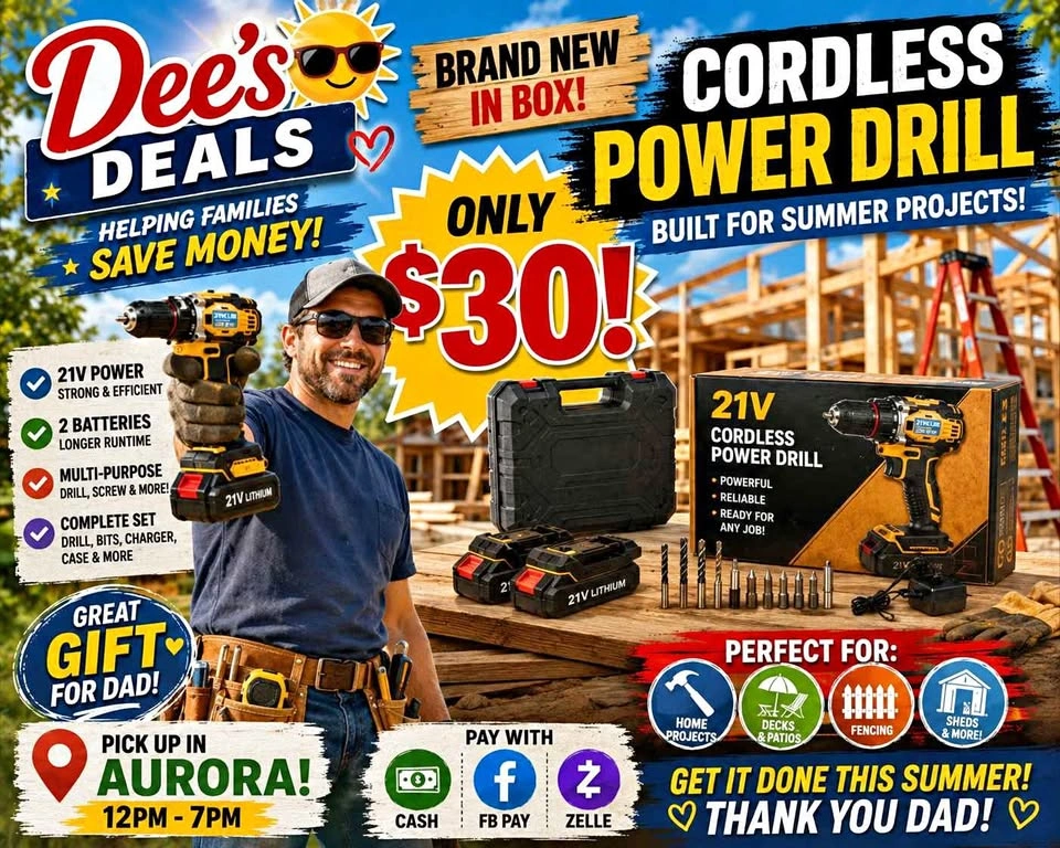 Cordless Power Drill set with 2 batteries BRAND NEW IN BOX