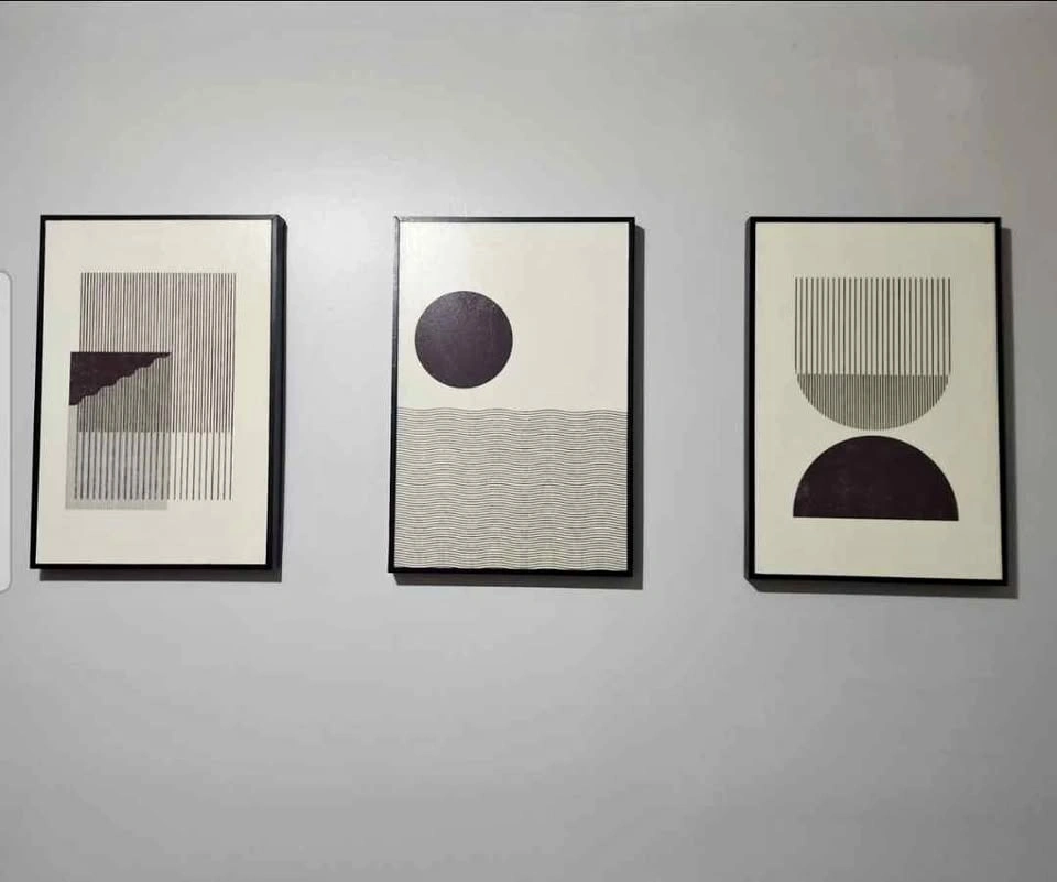 Set of 3 Abstract Geometric Framed Wall Art