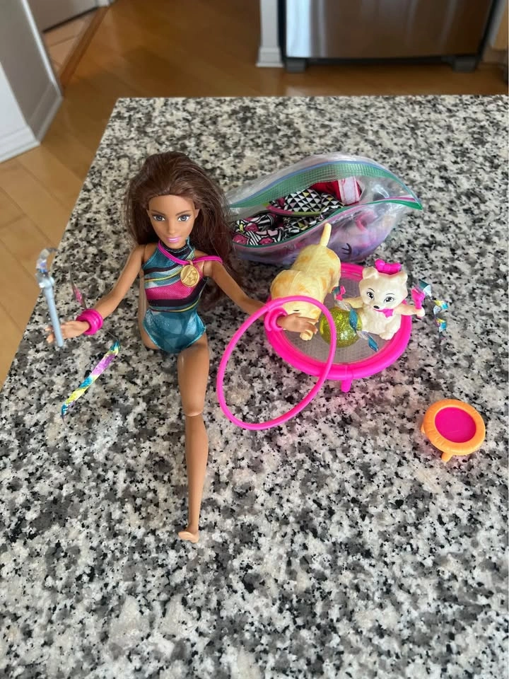 Barbie brunette gym playset