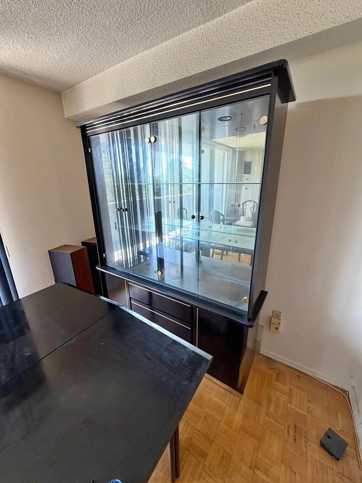 Black China Cabinet with Glass Display Doors