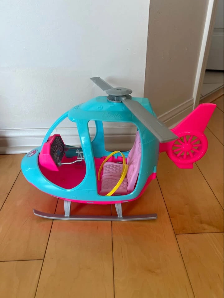 Barbie Travel Helicopter Pink & Blue w/ Spinning Rotor