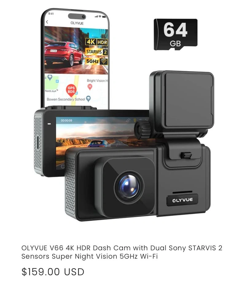 4K Dash Cam Front with STARVIS 2 Sensor (64G Card Included)