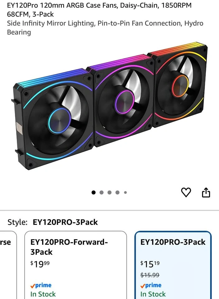 EY120Pro 120mm ARGB Case Fans (3-Pack)