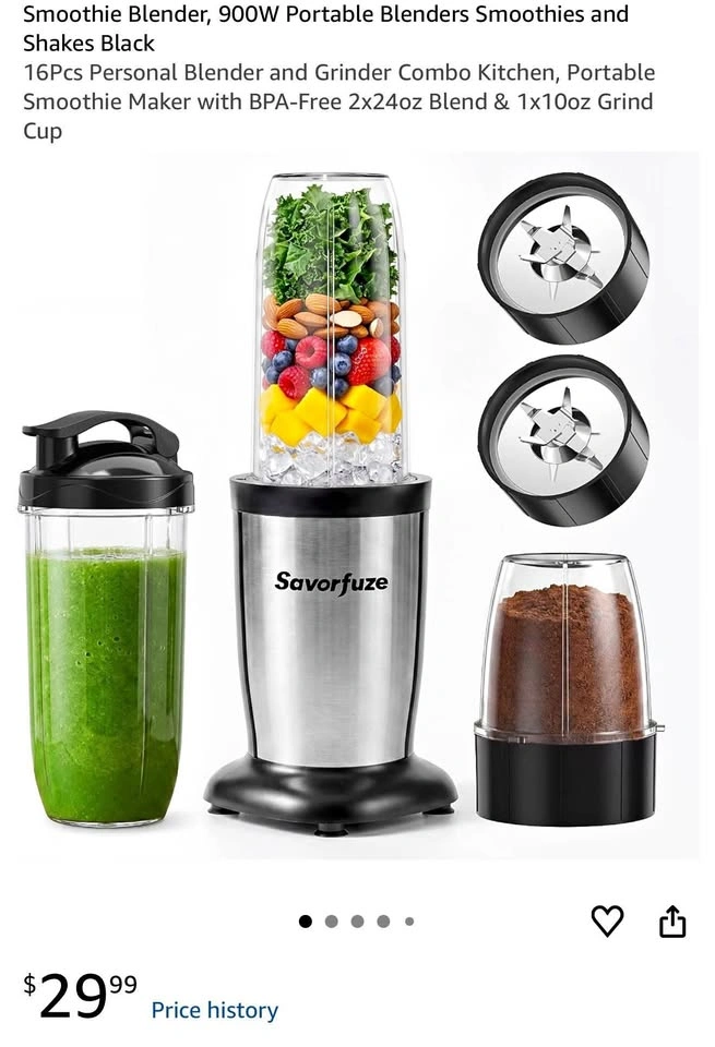 900W Portable Blenders Smoothies and Shakes Black