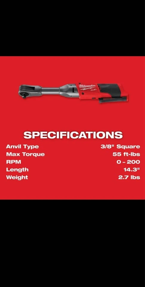 Milwaukee 2560-21 M12 FUEL 12V 3/8 Inch Extended Reach Ratchet 2 - photo 4