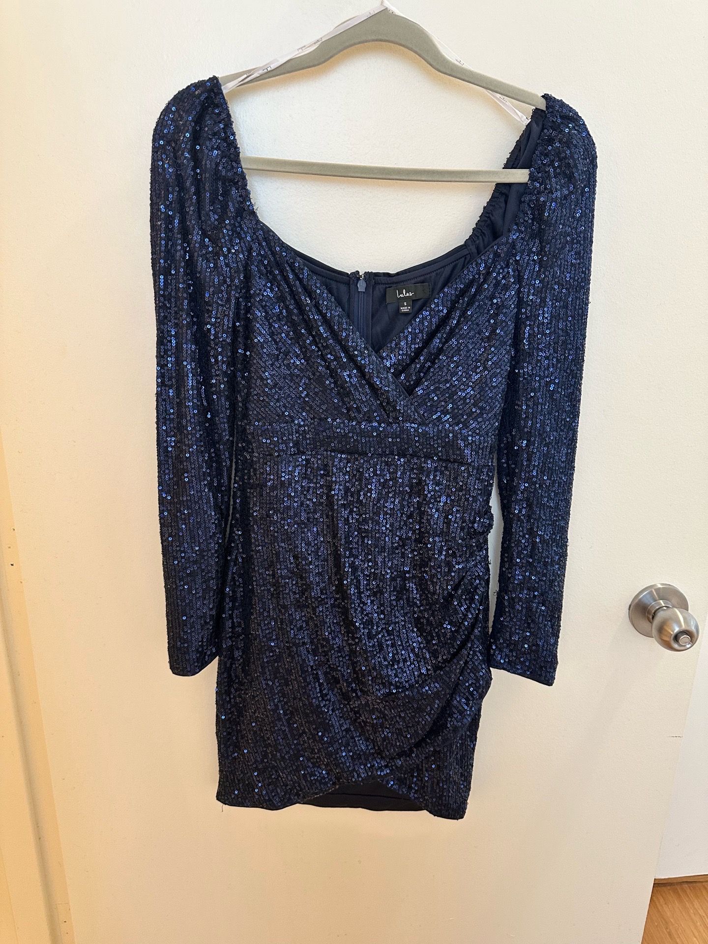 Radiant Shine Navy Blue Sequin Tulip Bodycon Mini Dress - photo 3