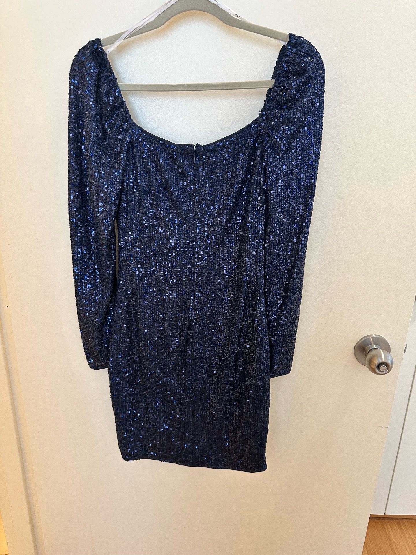 Radiant Shine Navy Blue Sequin Tulip Bodycon Mini Dress - photo 4