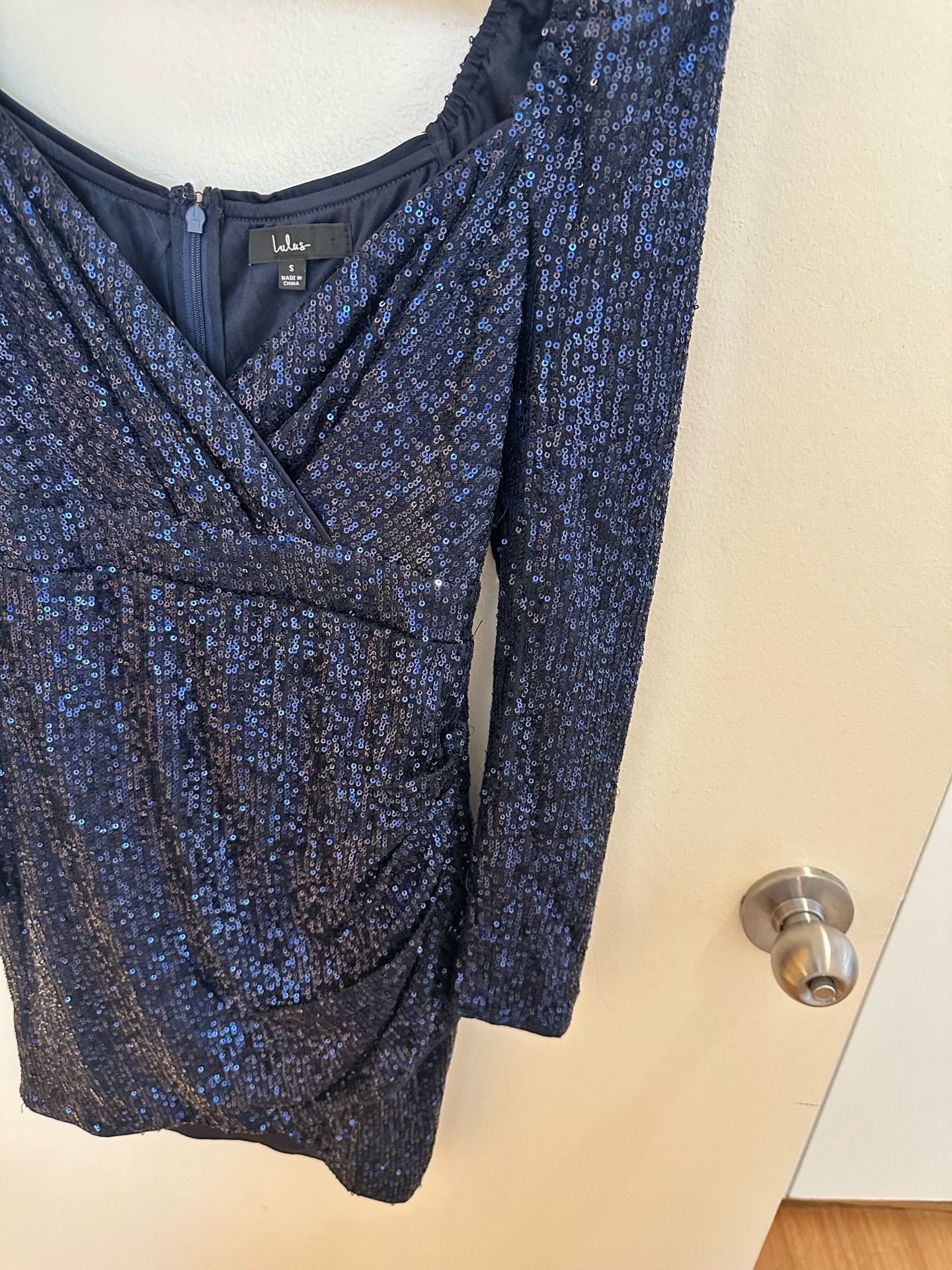 Radiant Shine Navy Blue Sequin Tulip Bodycon Mini Dress - photo 5