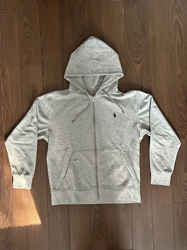 Gray Polo Ralph Lauren Zip-Up Hoodie (Size M)