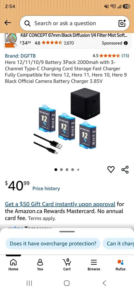 Gopro hero 11/10/9 batteries