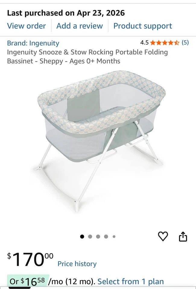Ingenuity Snooze & Stow Rocking Portable Folding Bassinet - photo 3