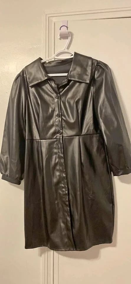 Brand New SHEIN Black Leather-Like Dress - Size 6 (M) 🖤 thumbnail