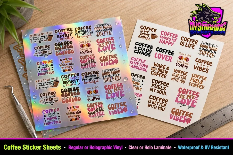 Coffee Stickers | 24 pk Vinyl Decals #1 and #2