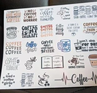 Coffee Stickers | 24 pk Vinyl Decals #1 and #2 - photo 5