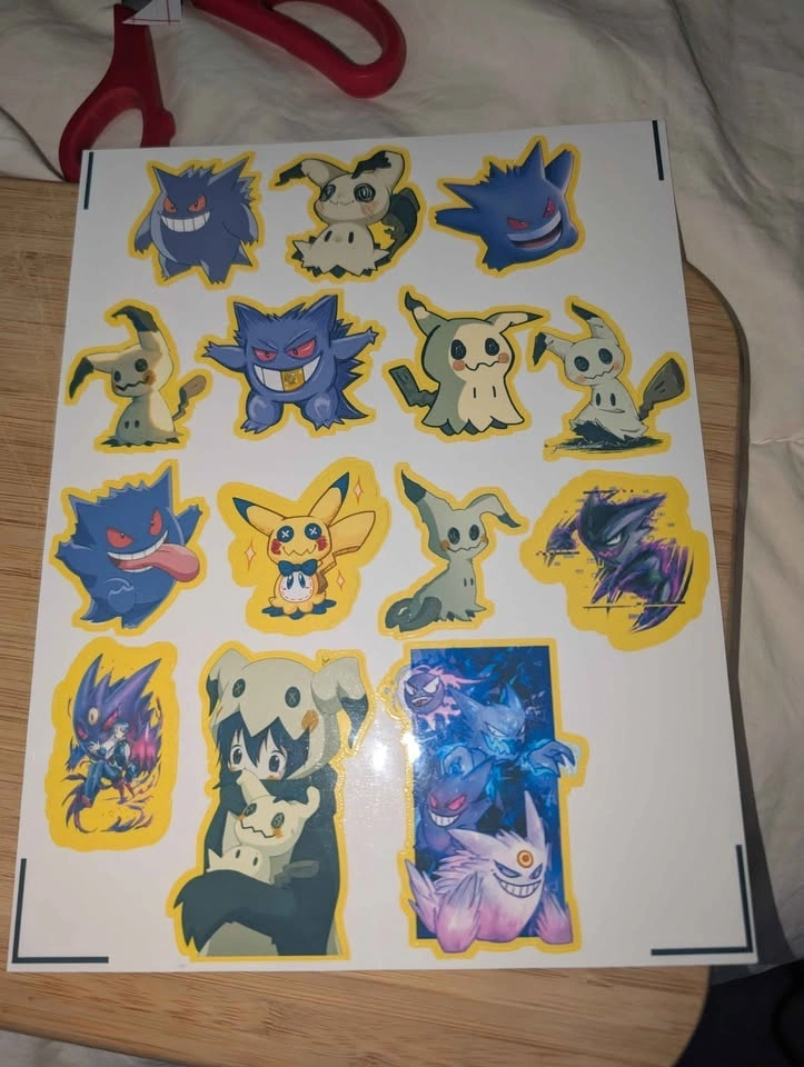 Gengar & Mimikyu Decal Sheet - 14 Ghost-Type Vinyl Stickers - photo 2