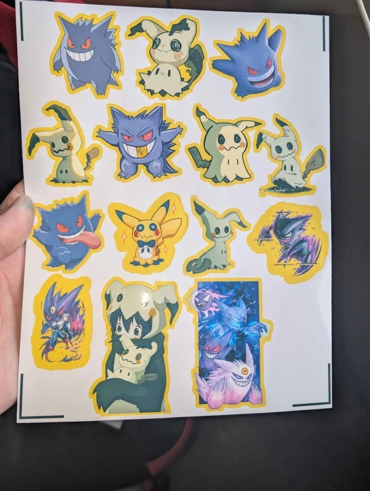 Gengar & Mimikyu Decal Sheet - 14 Ghost-Type Vinyl Stickers - photo 3