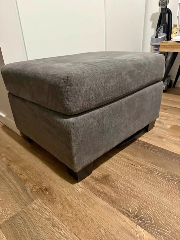 Large Grey Velvet Ottoman | Premium Quality