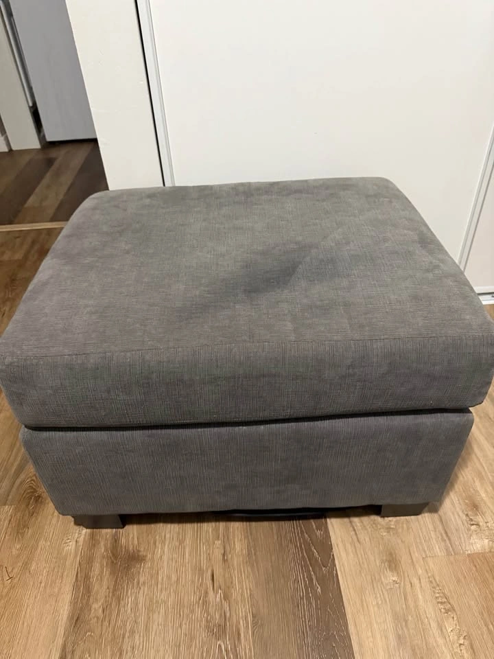 Large Grey Velvet Ottoman | Premium Quality - photo 2
