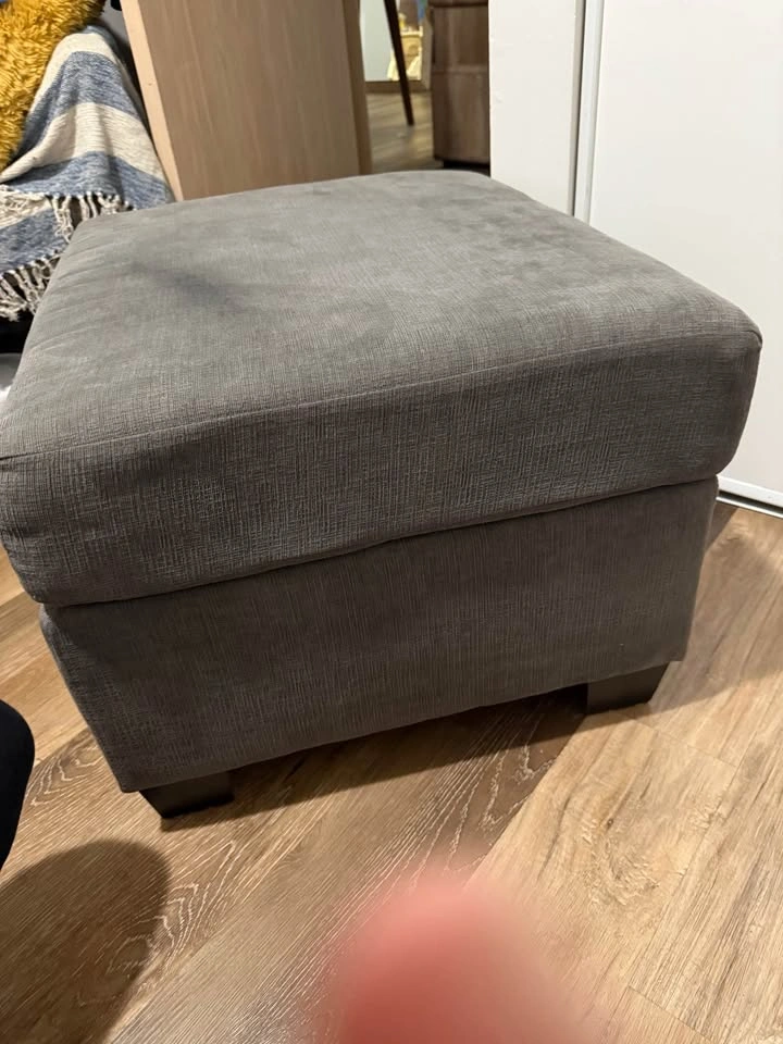 Large Grey Velvet Ottoman | Premium Quality - photo 3