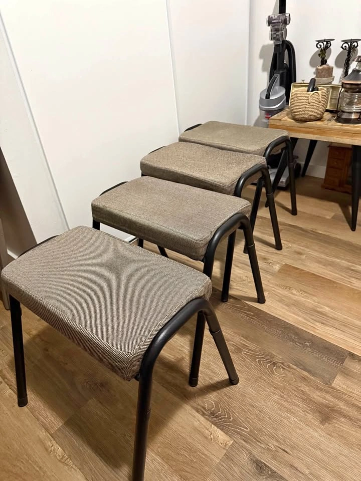 Set of 4 Stackable Upholstered Stools – Space Saving & Sturdy