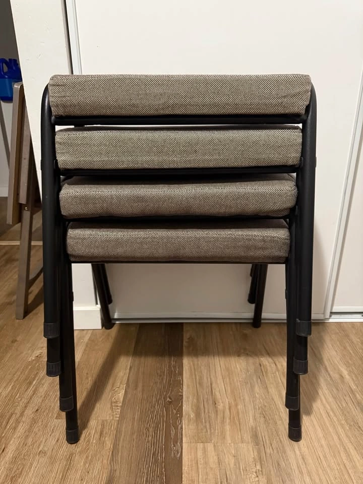 Set of 4 Stackable Upholstered Stools – Space Saving & Sturdy - photo 2