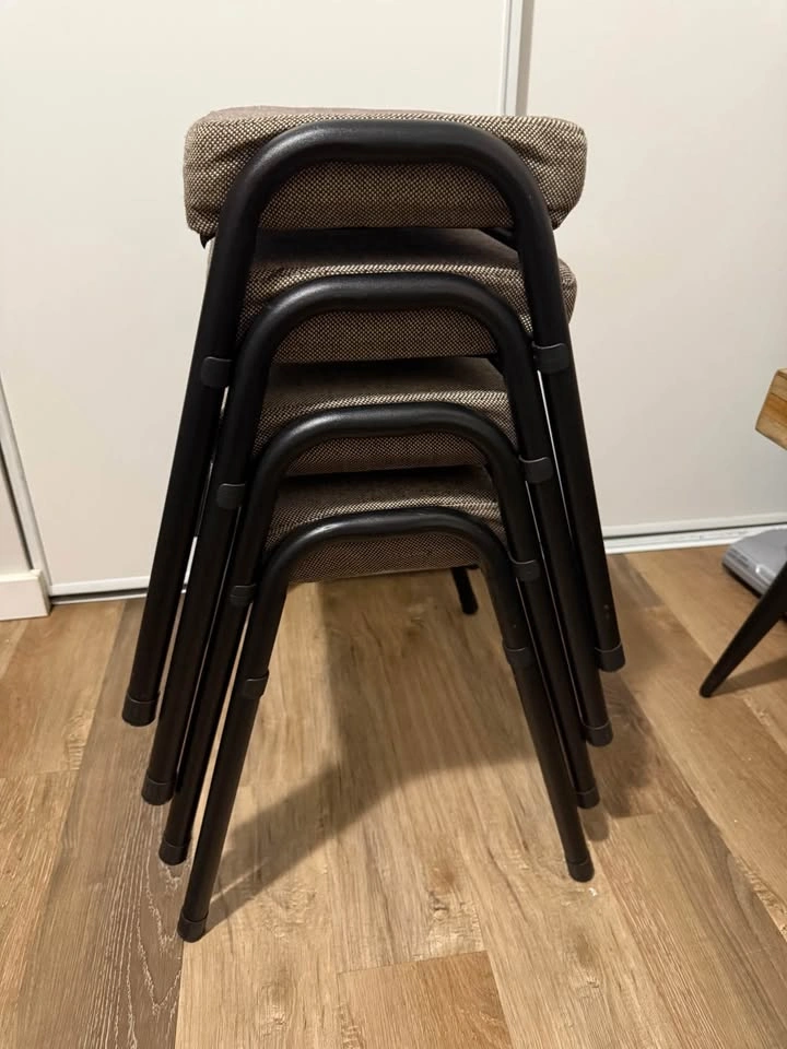 Set of 4 Stackable Upholstered Stools – Space Saving & Sturdy - photo 4