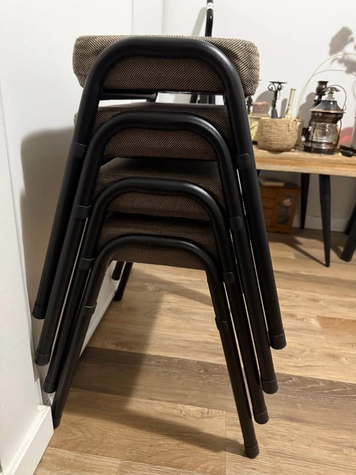 Set of 4 Stackable Upholstered Stools – Space Saving & Sturdy - photo 5