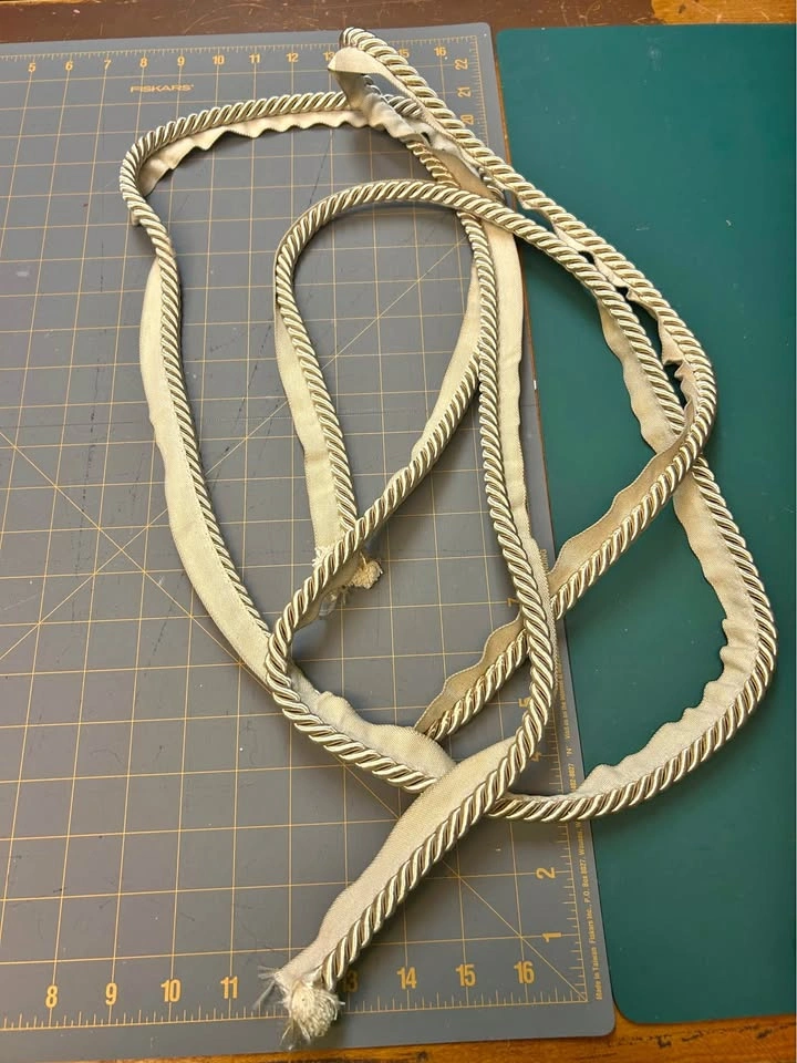 126” Gold Braided Cord and Tassel Cords for Sewing Projects