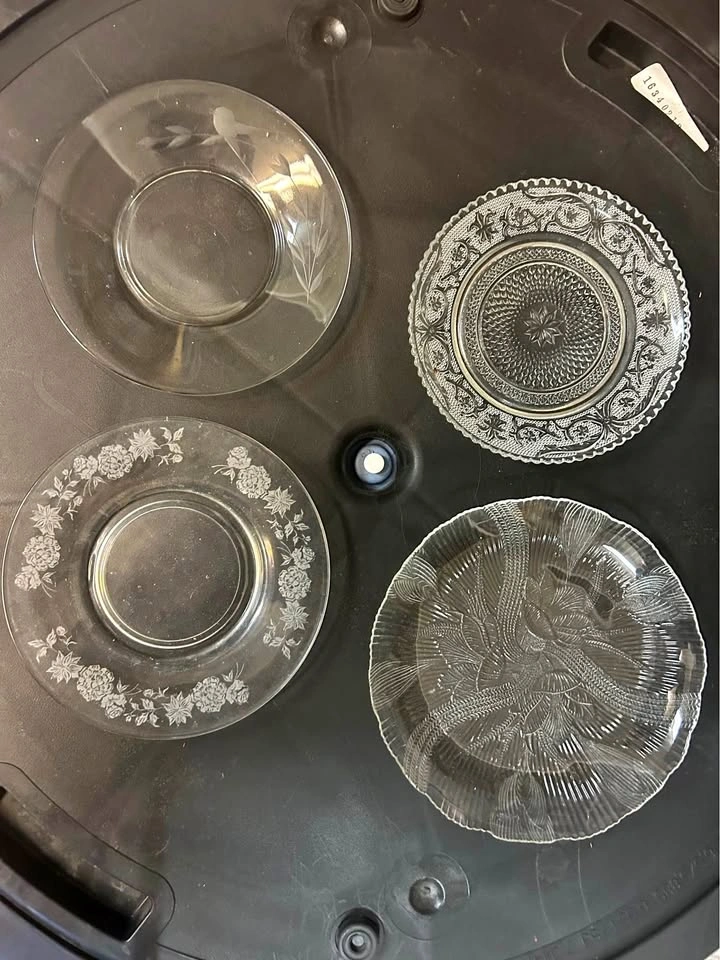 Various Vintage decorative glass plates bowls