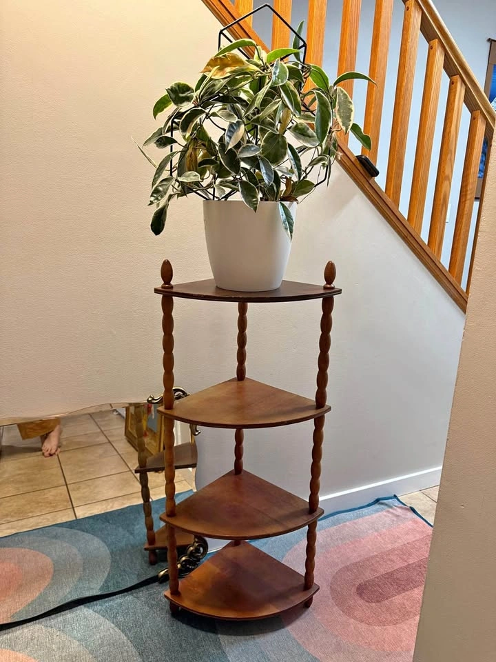 Vintage Najica 4-tier wooden corner shelf