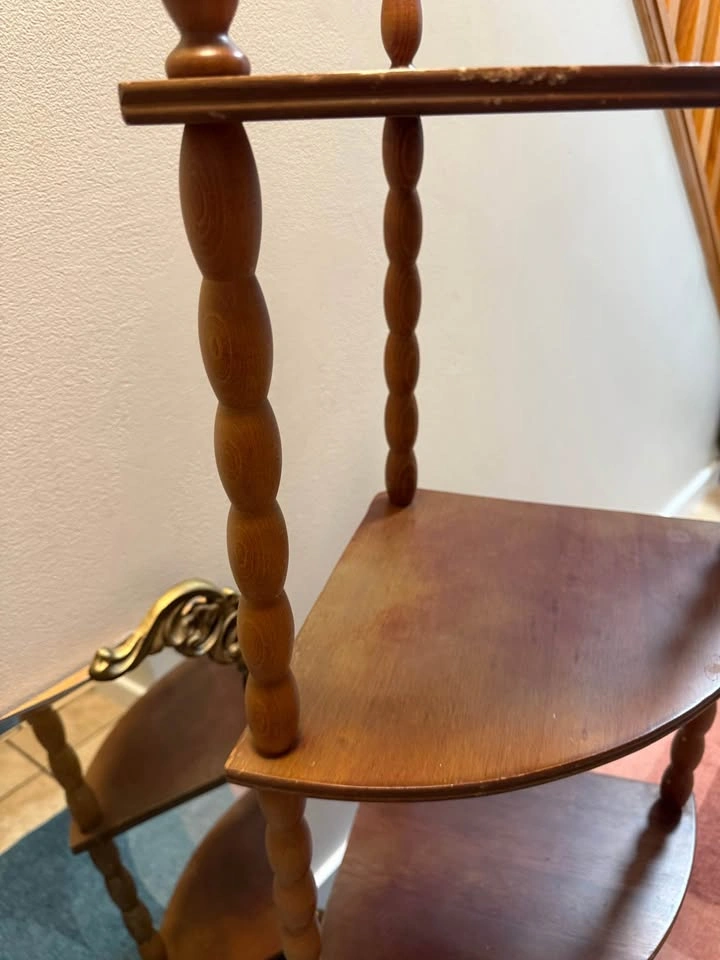 Vintage Najica 4-tier wooden corner shelf - photo 3
