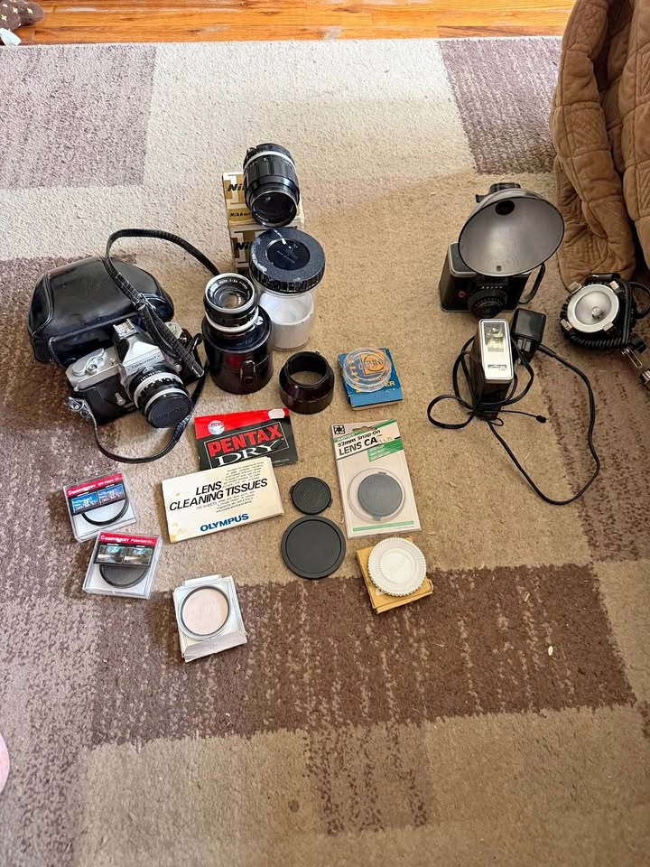 Vintage Nikkormat Camera, Nikkor Lens, and Ansco Bundle