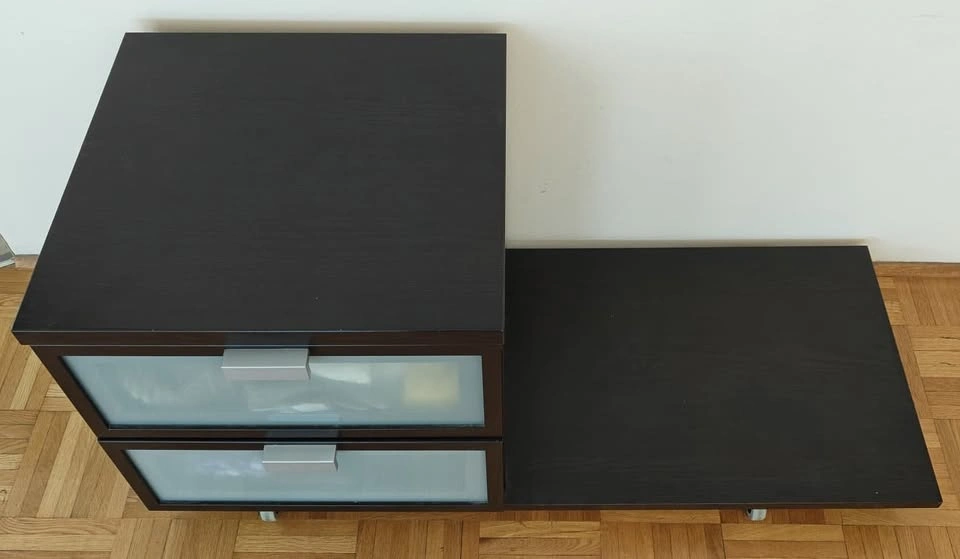 Black nightstand featuring two frosted glass drawers - 50% off - photo 4